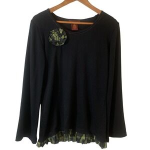 Silvana Womens Merino Wool‎ Sweater Medium Black Plaid Taffeta Trim Italy Preppy